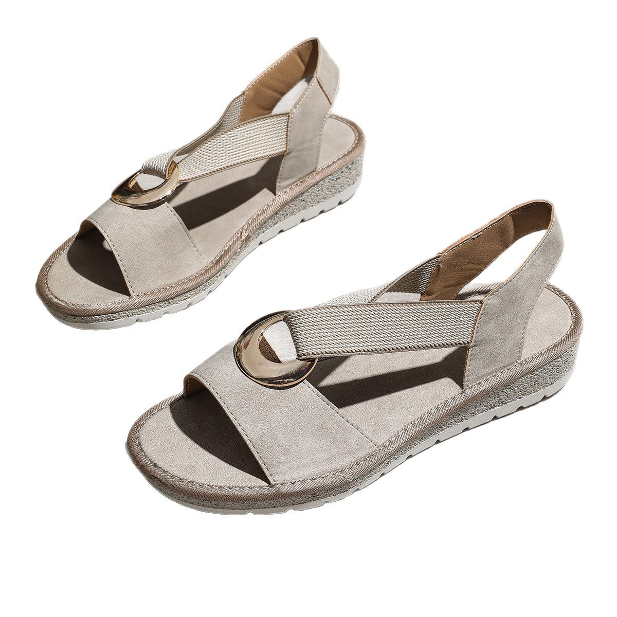 Metal Ring Flat Sandals
