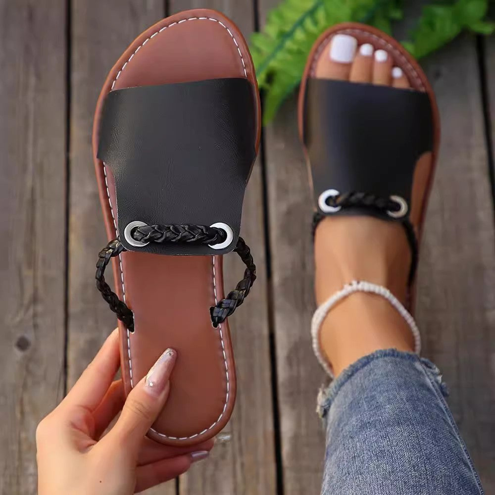Braided Strap Slide Sandals
