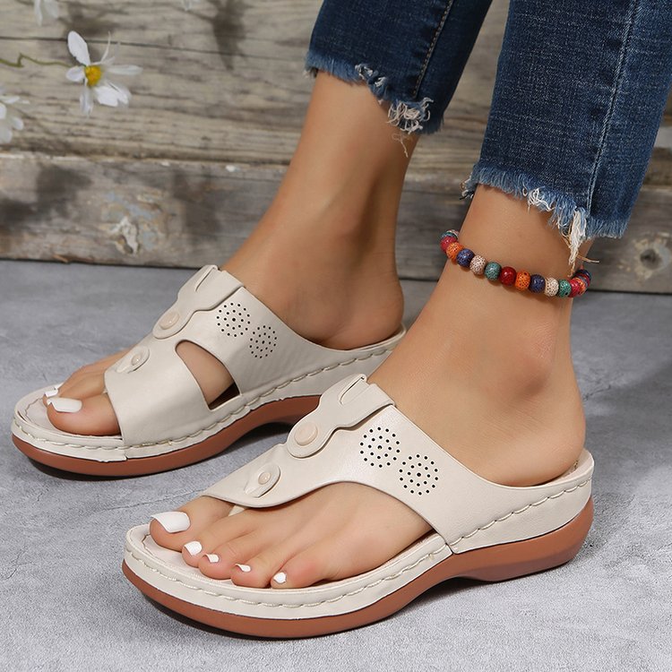 Perforated Adjustable Thong Sandals