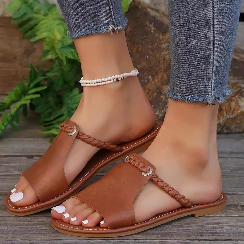 Braided Strap Slide Sandals