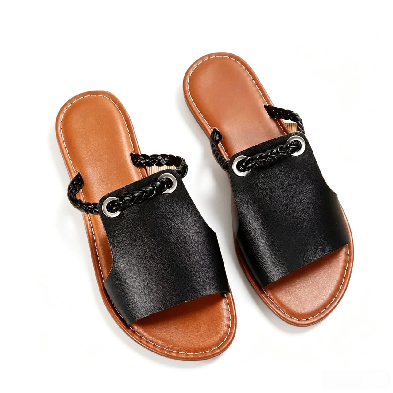 Braided Strap Slide Sandals